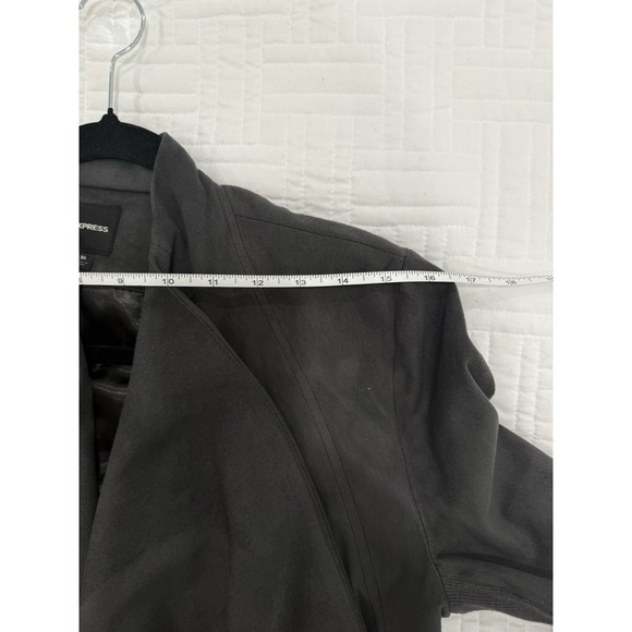 Express gray draped faux-suede jacket size M women - Picture 5 of 8